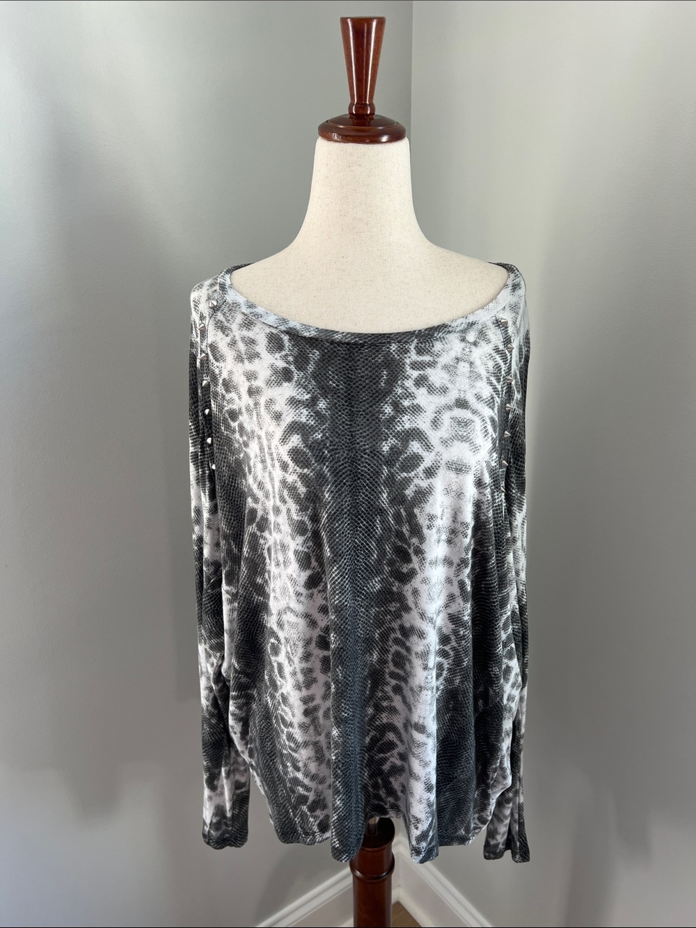 MICHAEL Michael Kors | Snakeskin Slouchy Off the Shoulder Top Grunge Size S